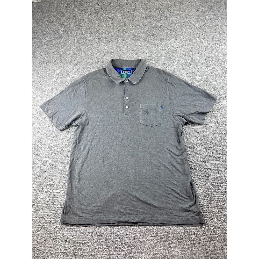 William Murray Polo‎ Shirt Men L Gray Solid Classic Collared Short Sleeve Golf